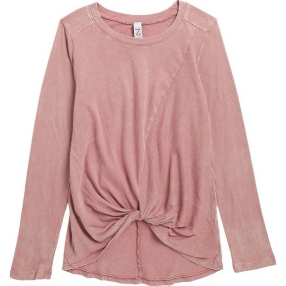 Z by Zella Girl Twisted Front Blush Pink Long Sleeve Tee Women’s Size M - Picture 1 of 8